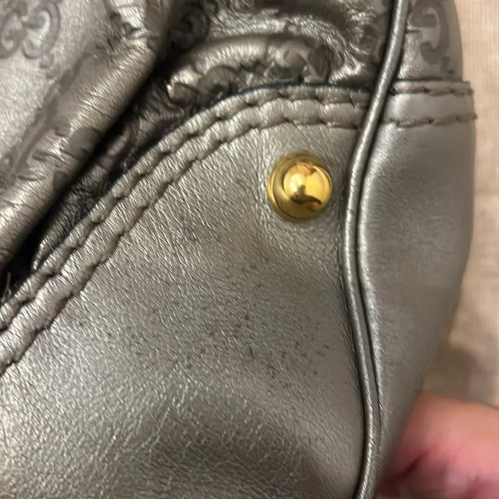 Gucci grey guccissima leather jockey hobo